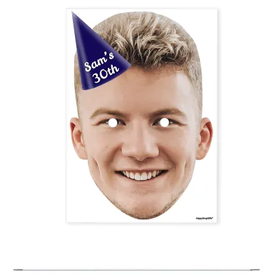 Single Mask x 1 (A4) with Hat Theme (Navy Blue) DIY Mask + Elastic (Personalised with Text)