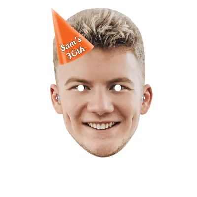 Single Mask x 1 (A4) with Hat Theme (Orange) Finished Mask + Elastic (Personalised with Text)