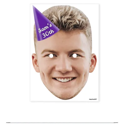 Single Mask x 1 (A4) with Hat Theme (Purple) DIY Mask + Elastic (Personalised with Text)