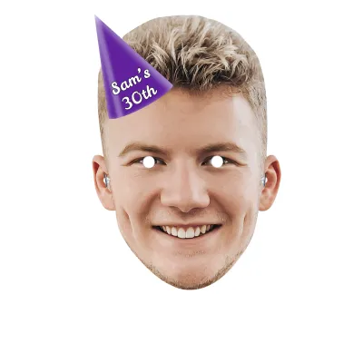 Single Mask x 1 (A4) with Hat Theme (Purple) Finished Mask + Elastic (Personalised with Text)