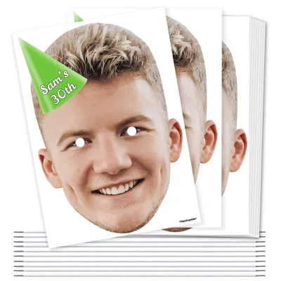 Pack of 10 (A4) with Hat Theme (Green) DIY Masks + Elastics (Personalised with Text)