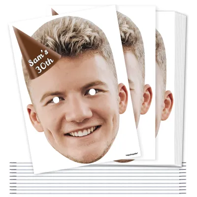 Pack of 10 (A4) with Hat Theme (Brown) DIY Masks + Elastics (Personalised with Text)