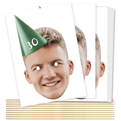 (Pack of 10) (Green) DIY + Sticks (10 of Same Faces) (Personalised with Text)