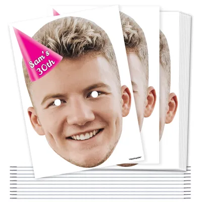 Pack of 10 (A4) with Hat Theme (Pink) DIY Masks + Elastics (Personalised with Text)