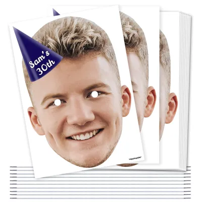 Pack of 10 (A4) with Hat Theme (Navy Blue) DIY Masks + Elastics (Personalised with Text)