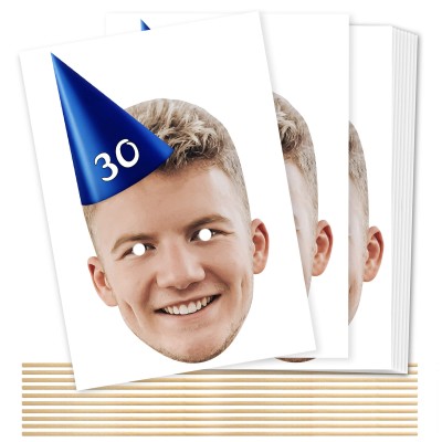 (Pack of 10) (Navy Blue) DIY + Sticks (10 of Same Faces) (Personalised with Text)