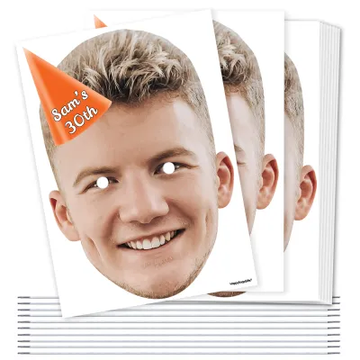 Pack of 10 (A4) with Hat Theme (Orange) DIY Masks + Elastics (Personalised with Text)