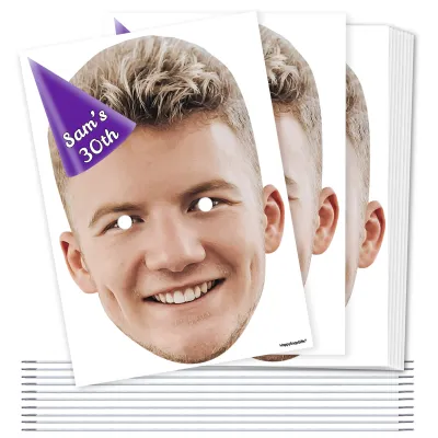 Pack of 10 (A4) with Hat Theme (Purple) DIY Masks + Elastics (Personalised with Text)