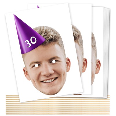 (Pack of 10) (Purple) DIY + Sticks (10 of Same Faces) (Personalised with Text)