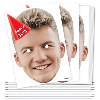 Pack of 10 (A4) with Hat Theme (Red) DIY Masks + Elastics (Personalised with Text)