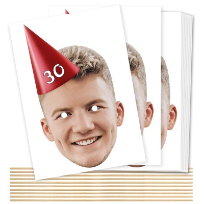 (Pack of 10) (Red) DIY + Sticks (10 of Same Faces) (Personalised with Text)