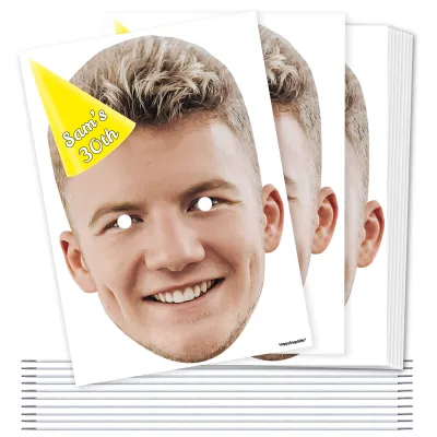 Pack of 10 (A4) with Hat Theme (Yellow) DIY Masks + Elastics (Personalised with Text)