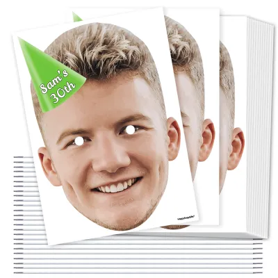 A4 (Pack of 25) with Hat Theme (Green) DIY Masks + Elastics (Personalised with Text)