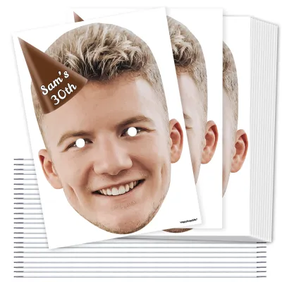 A4 (Pack of 25) with Hat Theme (Brown) DIY Masks + Elastics (Personalised with Text)