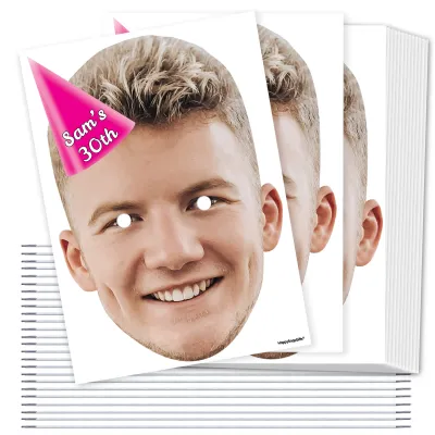 A4 (Pack of 25) with Hat Theme (Pink) DIY Masks + Elastics (Personalised with Text)