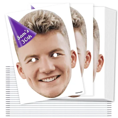 A4 (Pack of 25) with Hat Theme (Purple) DIY Masks + Elastics (Personalised with Text)