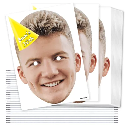 A4 (Pack of 25) with Hat Theme (Yellow) DIY Masks + Elastics (Personalised with Text)
