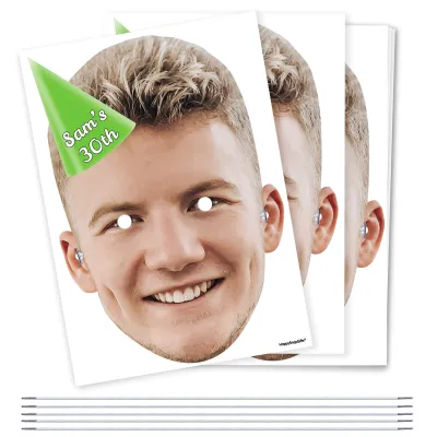 Pack of 5 (A4) with Hat Theme (Green) DIY Masks + Elastics (Personalised with Text)