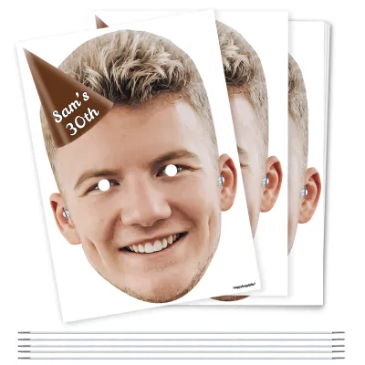 Pack of 5 (A4) with Hat Theme (Brown) DIY Masks + Elastics (Personalised with Text)