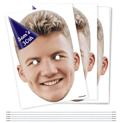 Pack of 5 (A4) with Hat Theme (Navy Blue) DIY Masks + Elastics (Personalised with Text)