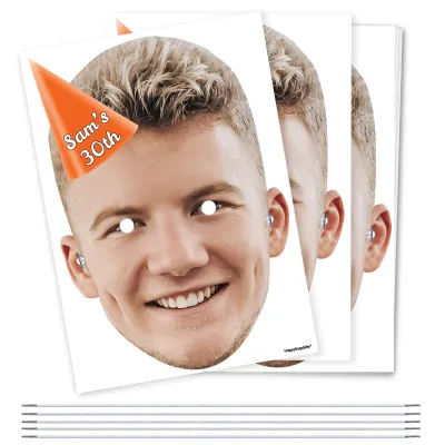 Pack of 5 (A4) with Hat Theme (Orange) DIY Masks + Elastics (Personalised with Text)