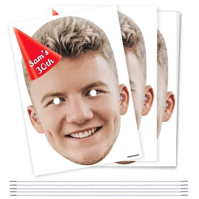 Pack of 5 (A4) with Hat Theme (Red) DIY Masks + Elastics (Personalised with Text)