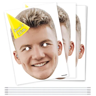 Pack of 5 (A4) with Hat Theme (Yellow) DIY Masks + Elastics (Personalised with Text)