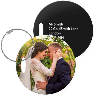 (10cm Circle) Black with Metal Loop (Personalised with Text)