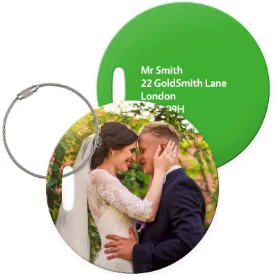 (10cm Circle) Bright Green with Metal Loop (Personalised with Text)