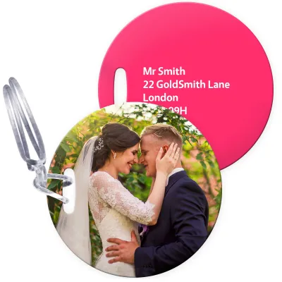 (10cm Circle) Hot Pink (Fuchsia) with Clear Loop (Personalised with Text)