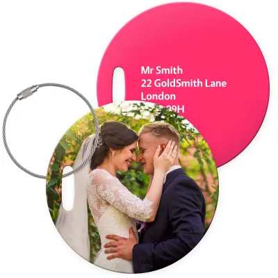 (10cm Circle) Hot Pink (Fuchsia) with Metal Loop (Personalised with Text)