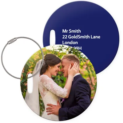 (10cm Circle) Navy Blue with Metal Loop (Personalised with Text)