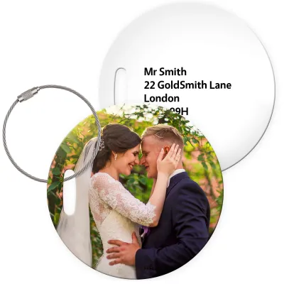 (10cm Circle) White with Metal Loop (Personalised with Text)
