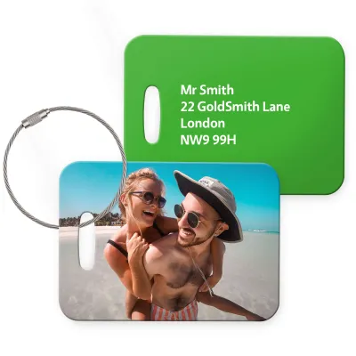 (10cm x 7cm) Bright Green with Metal Loop (Personalised with Text)