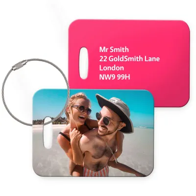 (10cm x 7cm) Hot Pink (Fuchsia) with Metal Loop (Personalised with Text)