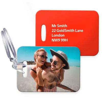 (10cm x 7cm) Red with Clear Loop (Personalised with Text)