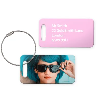 (9cm x 4.5cm) Baby Pink with Metal Loop (Personalised with Text)