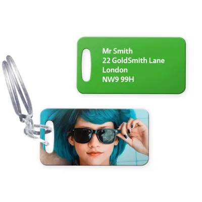 (9cm x 4.5cm) Bright Green with Clear Loop (Personalised with Text)