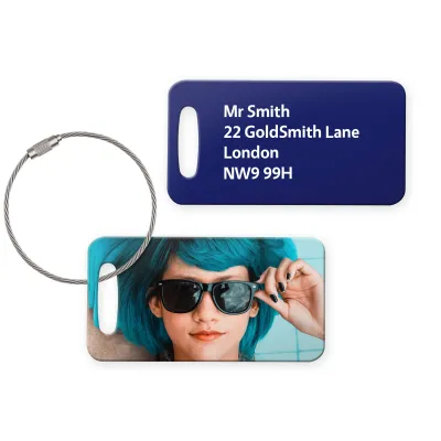 (9cm x 4.5cm) Navy Blue with Metal Loop (Personalised with Text)
