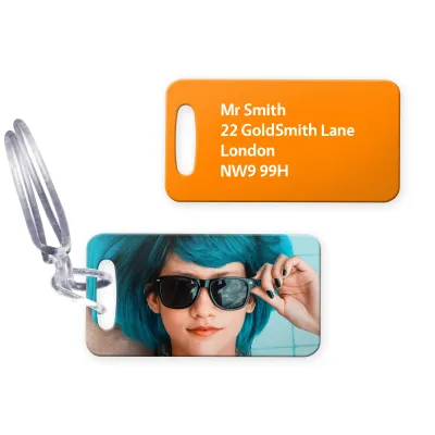 (9cm x 4.5cm) Burnt Orange with Clear Loop (Personalised with Text)