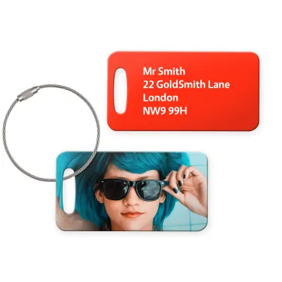 (9cm x 4.5cm) Red with Metal Loop (Personalised with Text)