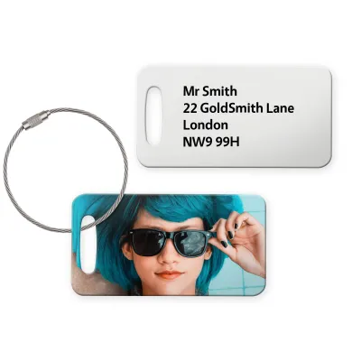 (9cm x 4.5cm) White with Metal Loop (Personalised with Text)