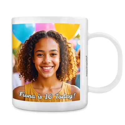 (11oz White) with 1 Wrapped Around Image (Personalised with Text)