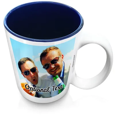 (XL 15oz Blue) with 1 Photo Printed Front & Back (Personalised with Text)