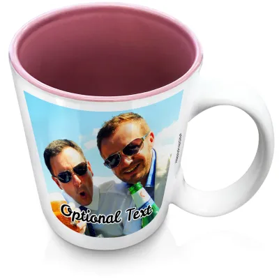 (XL 15oz Pink) with 1 Photo Printed Front & Back (Personalised with Text)