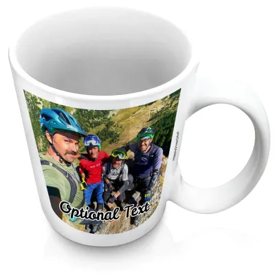 (XL 15oz White) with 2 Photos Printed Front & Back (Personalised with Text)