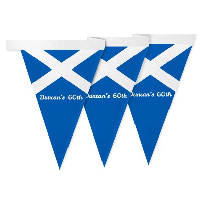 - 1 Metre with 8 Flags (20cm) with Scotland Flag Design Mock Suede Polyester Fabric (Personalised with Text)