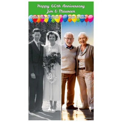 with Balloon Design (Green) 150cm x 110cm (70gsm) (Personalised with Text)