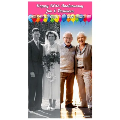 with Balloon Design (Pink) 200cm x 110cm (Personalised with Text)