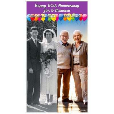 with Balloon Design (Purple) 200cm x 110cm (Personalised with Text)